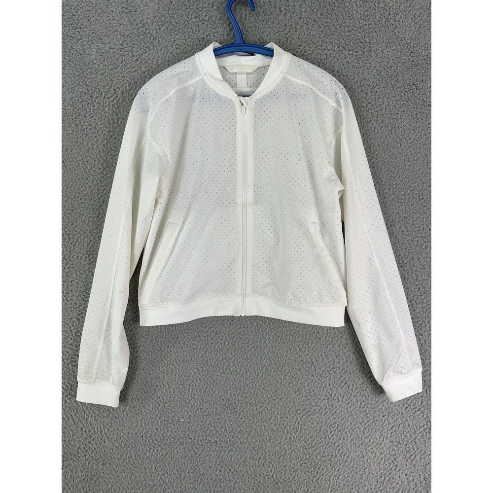 Lululemon Perforated Bomber Jacket Women 6 White Full Zip Activewear LW3AGVS